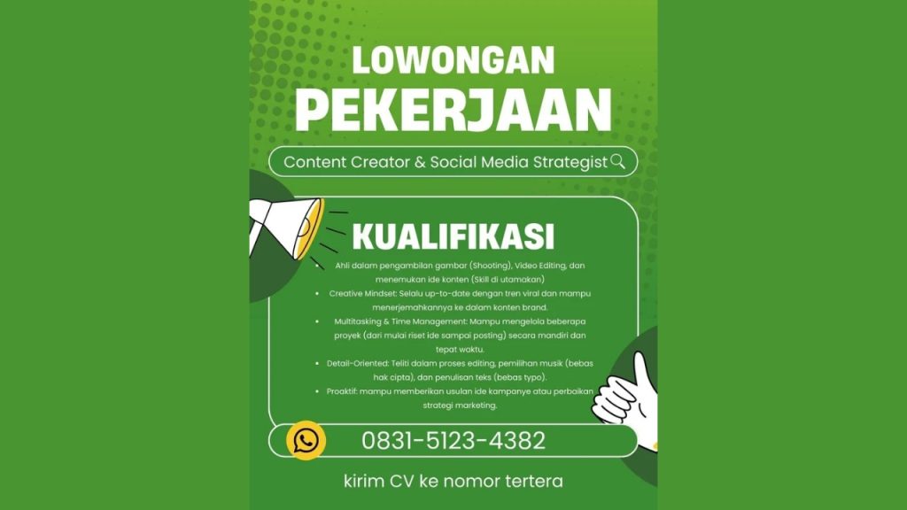Loker Konten Kreator di Antapani